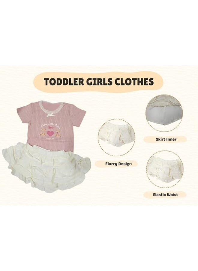 MINIIMODZ Minii Modz Girls Top & Ruffle Skirt Set | Retro Cuties Printed T-Shirt with Frill Skirt | Soft Cotton Party & Casual Wear Outfit for Baby Girls - Image 4